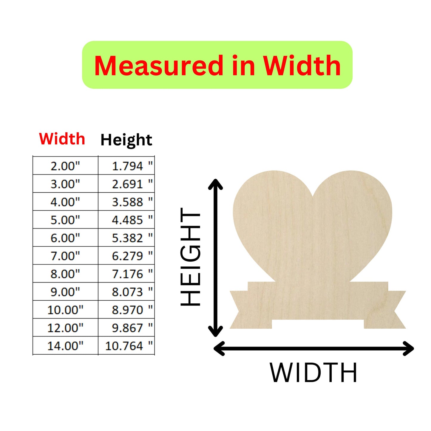 Unfinished Wooden Heart with Banner Shape | Valentines - Love | Heart Blank Cutout | Craft Supplies | Laser Cut