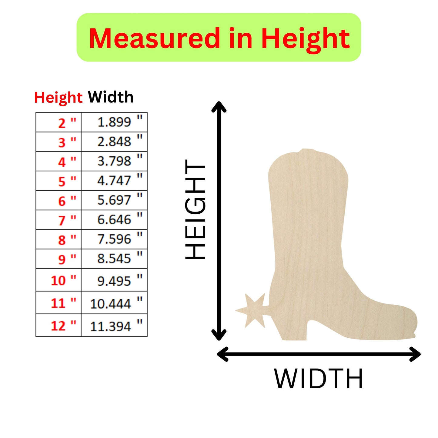 the height of a pair of boots with measurements