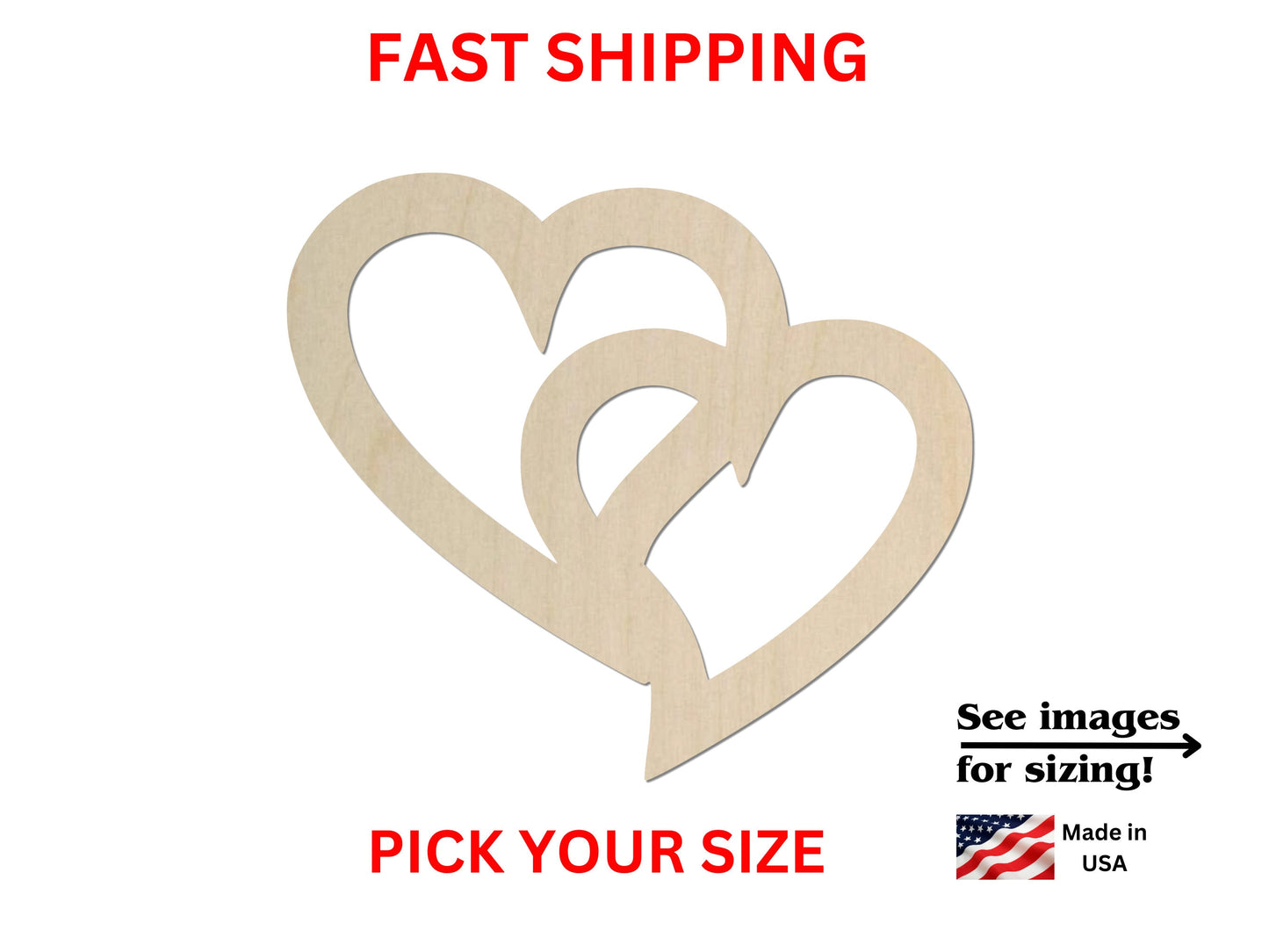 a pair of heart cutouts with the text fast shipping