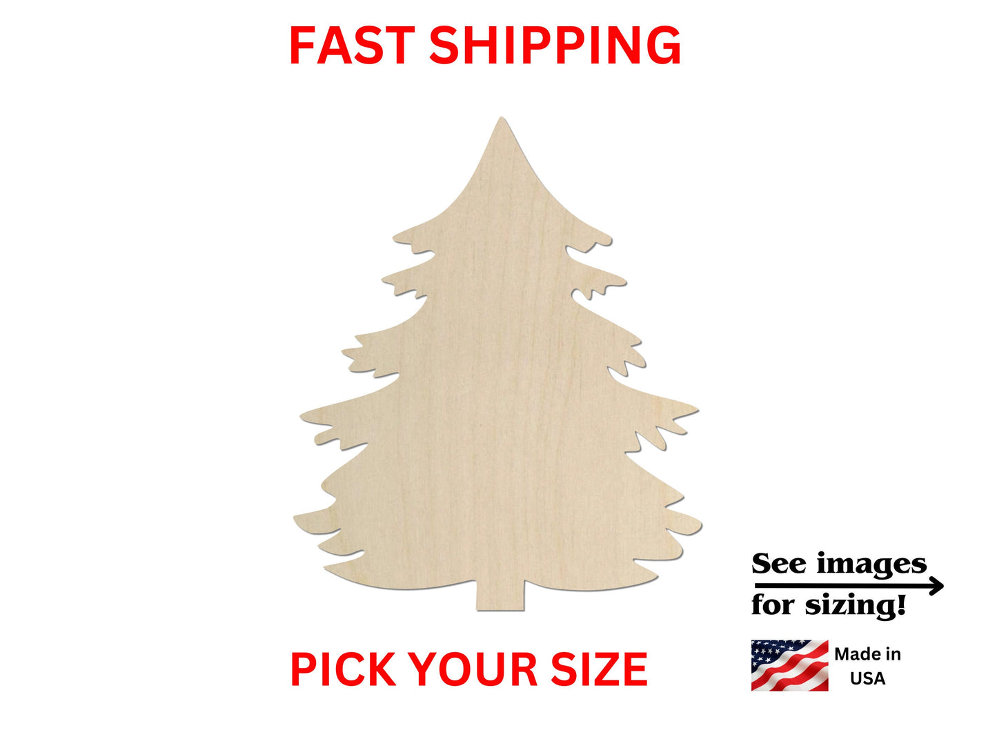 Unfinished Wooden Pine Tree Shape | Pine Tree Wood Cutout Shape | Laser Cut Blanks | Unfinished | DIY Craft Blanks