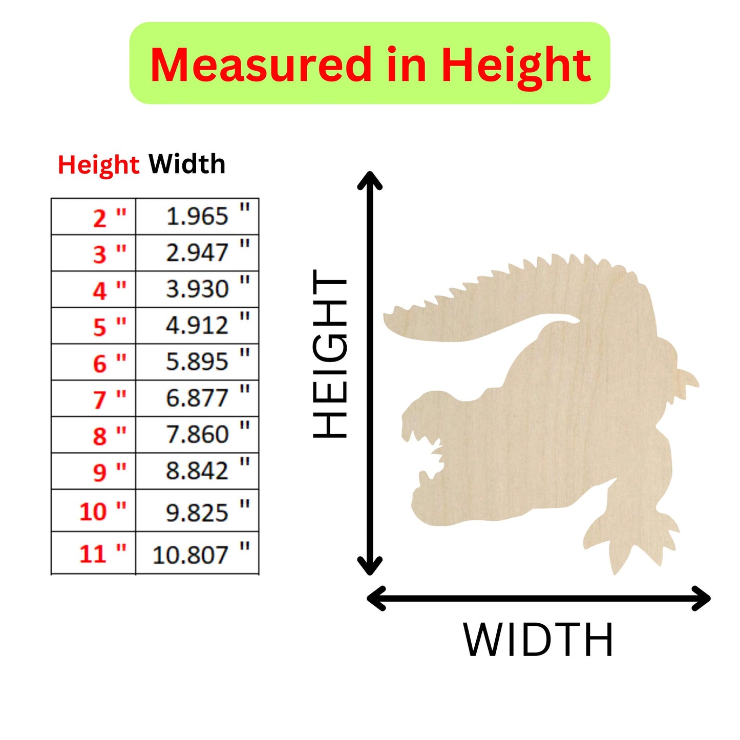 a height chart for a wooden alligator