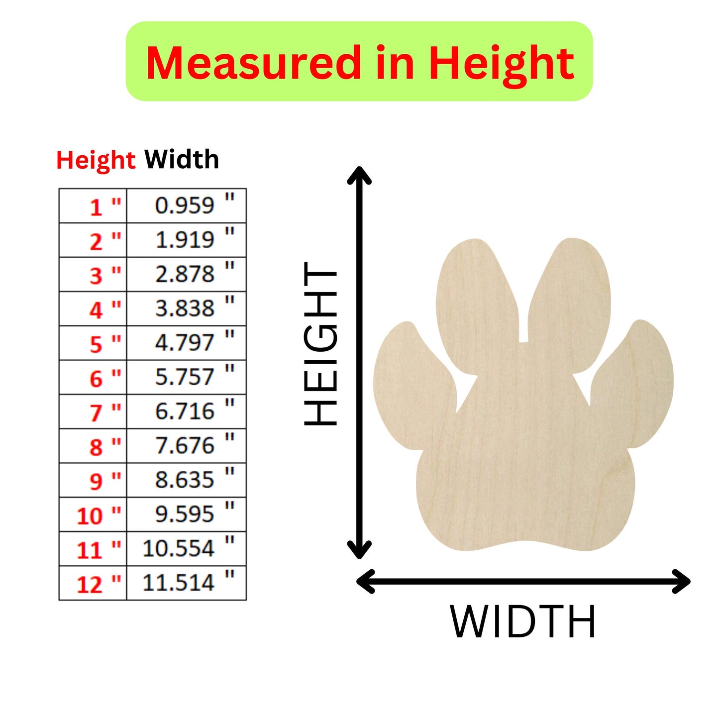 measurements for a wooden dog paw