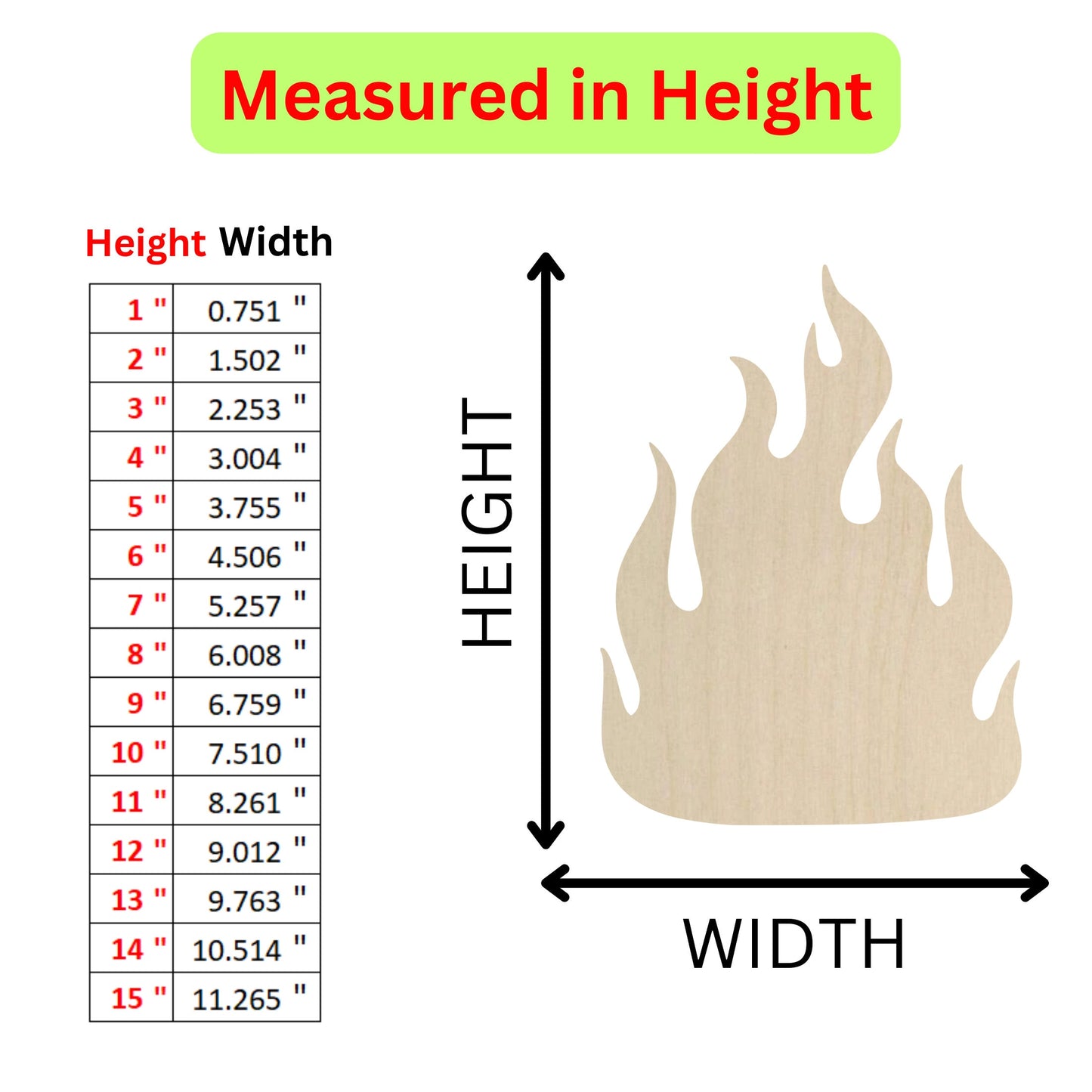 the height of a fire with measurements