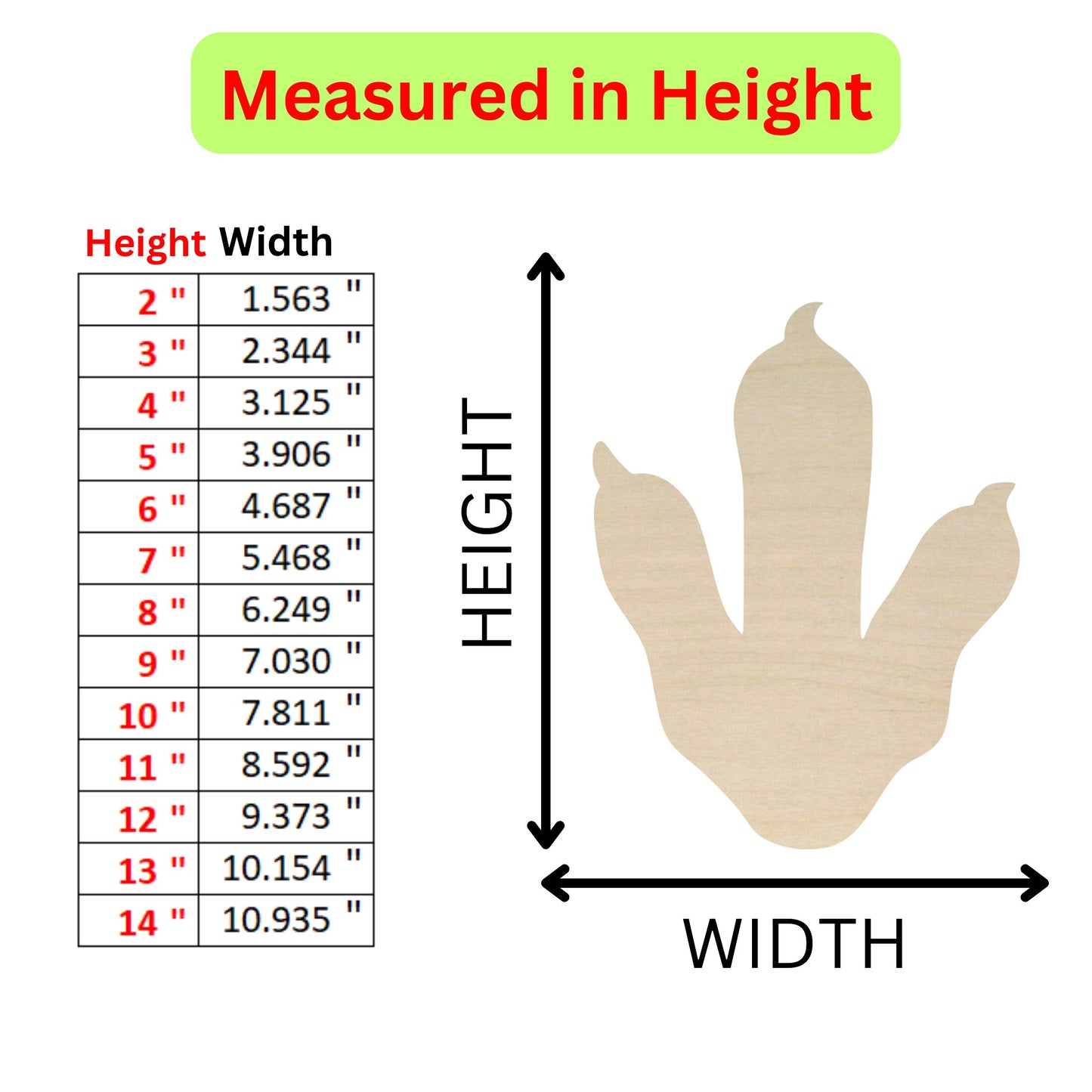 the height of a wooden hand with measurements