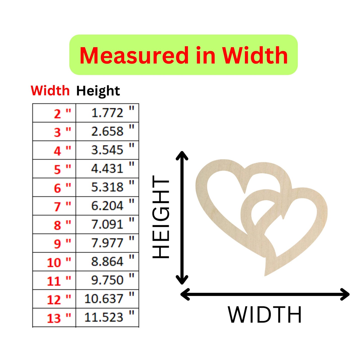 the height of a heart with measurements