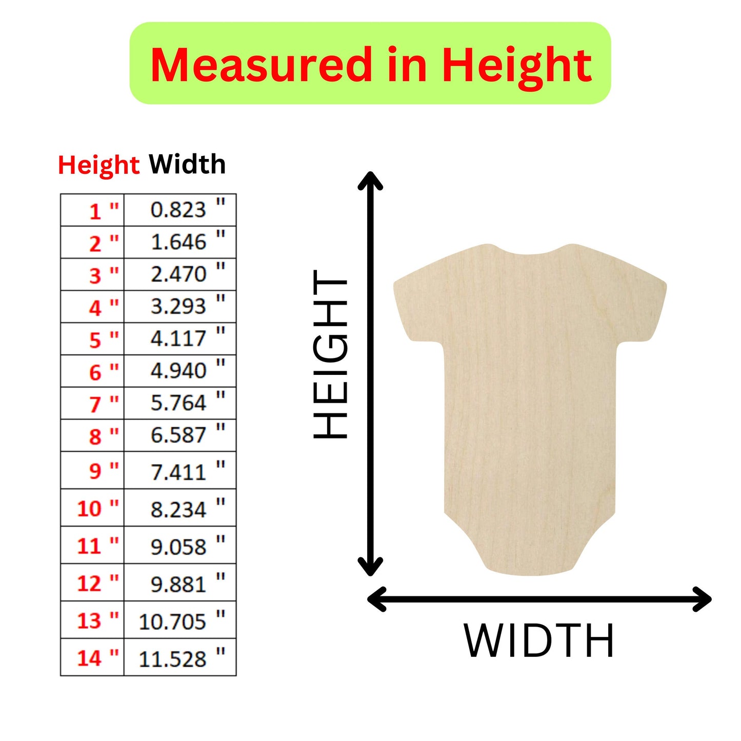 the measurements of a baby's bodysuit