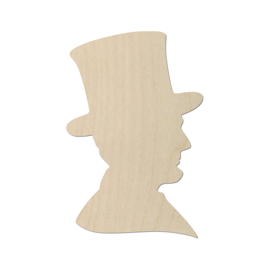 a wooden cutout of a man in a top hat