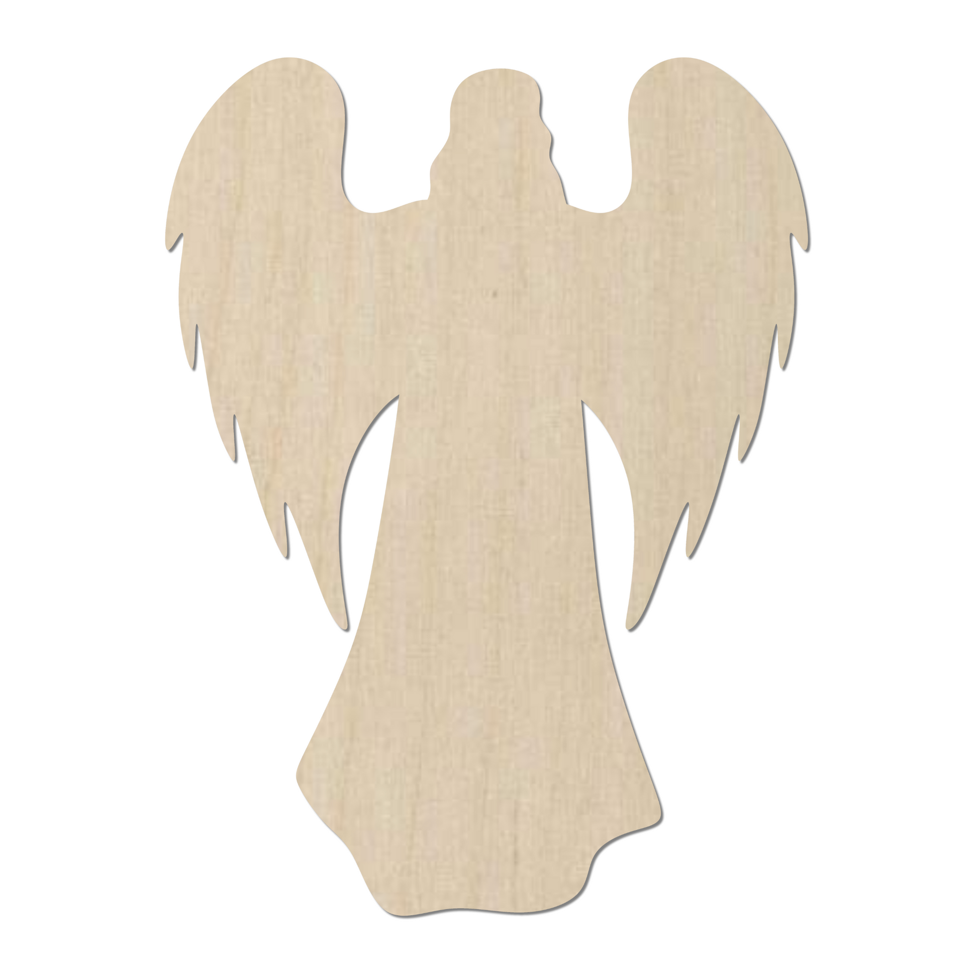 a wooden cutout of an angel with wings