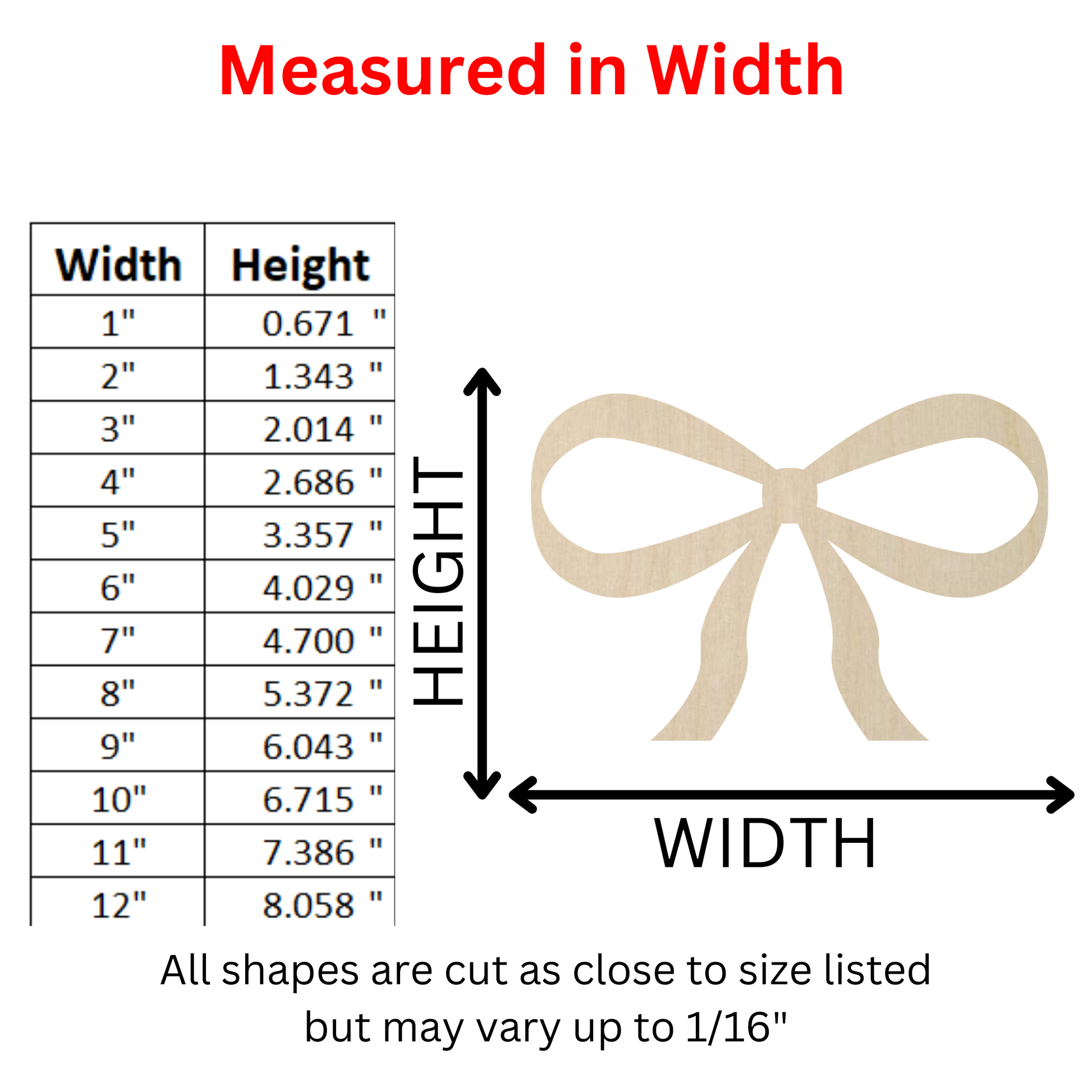 measurements for a bow on a wall