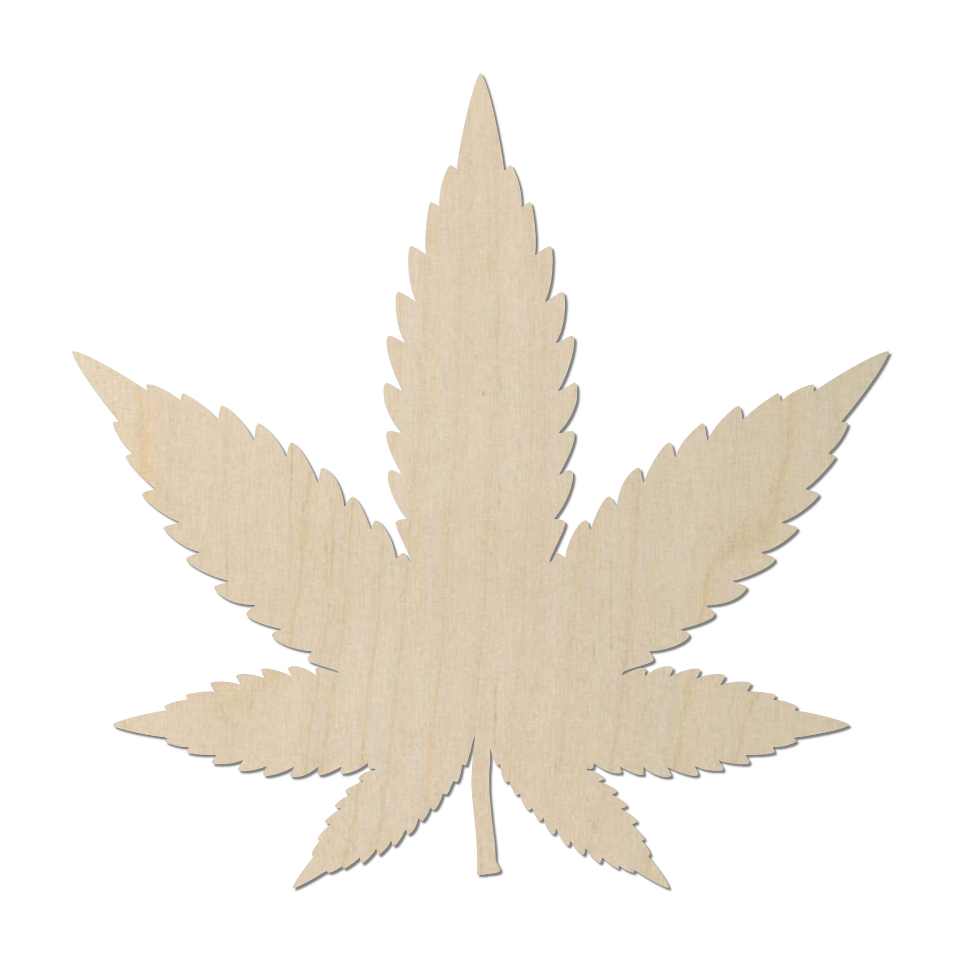 a wooden cutout of a marijuana leaf