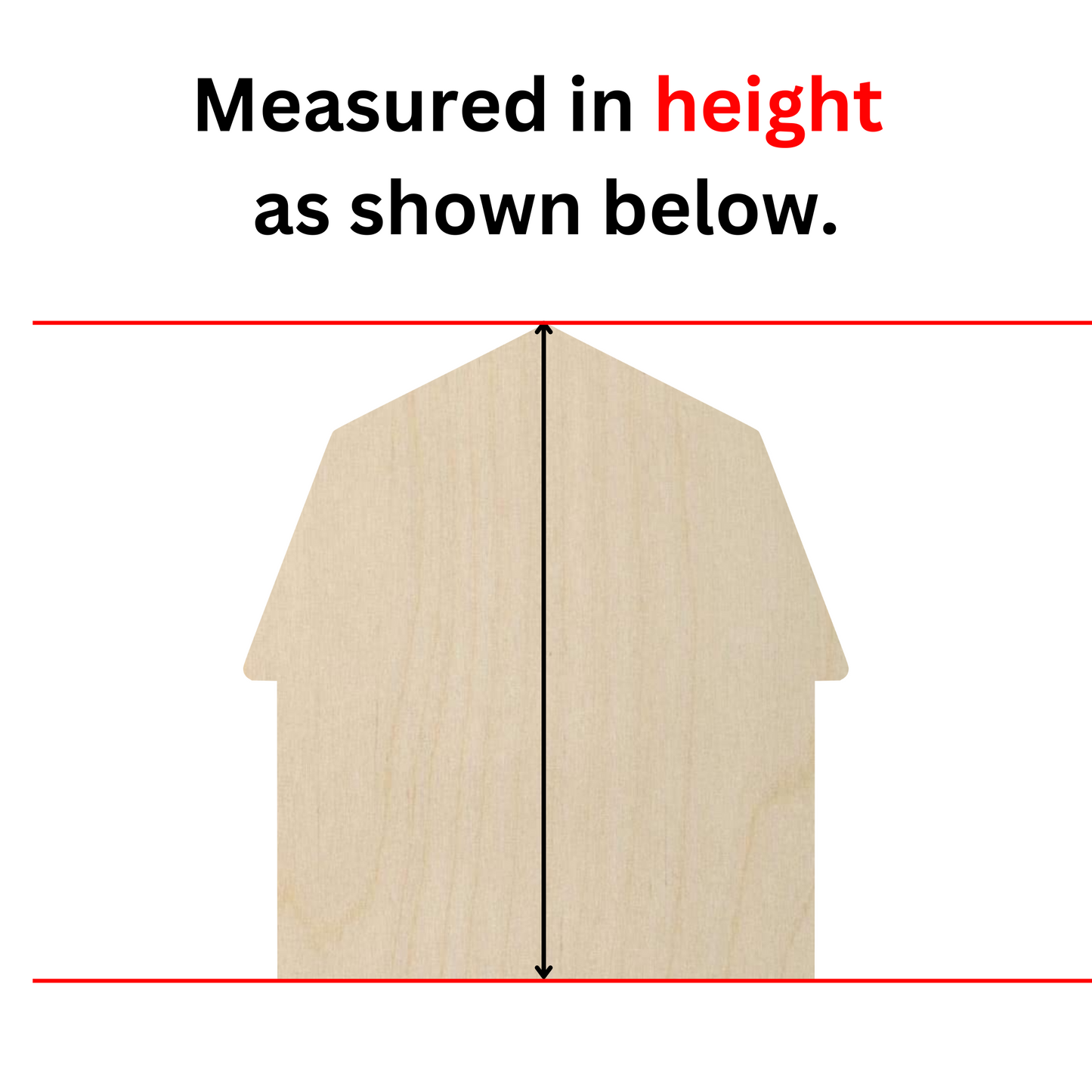 a picture of a house with a measure in height as shown below