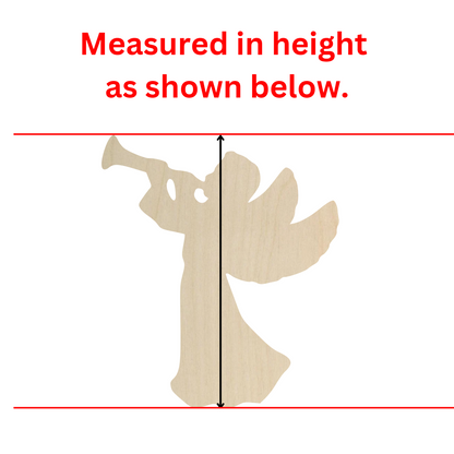 a wooden cutout of an angel with measurements