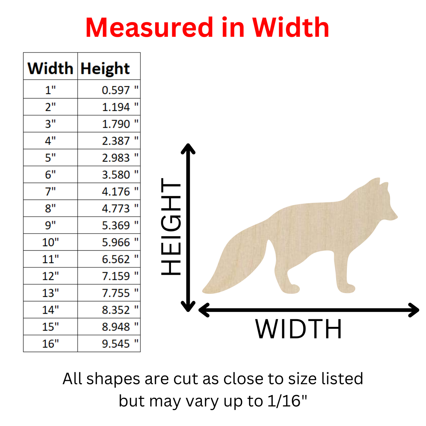 Wooden Arctic Fox Shape Cutout