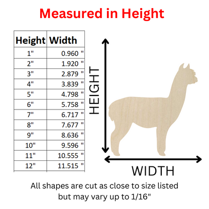 Wooden Alpaca Shape Cutout