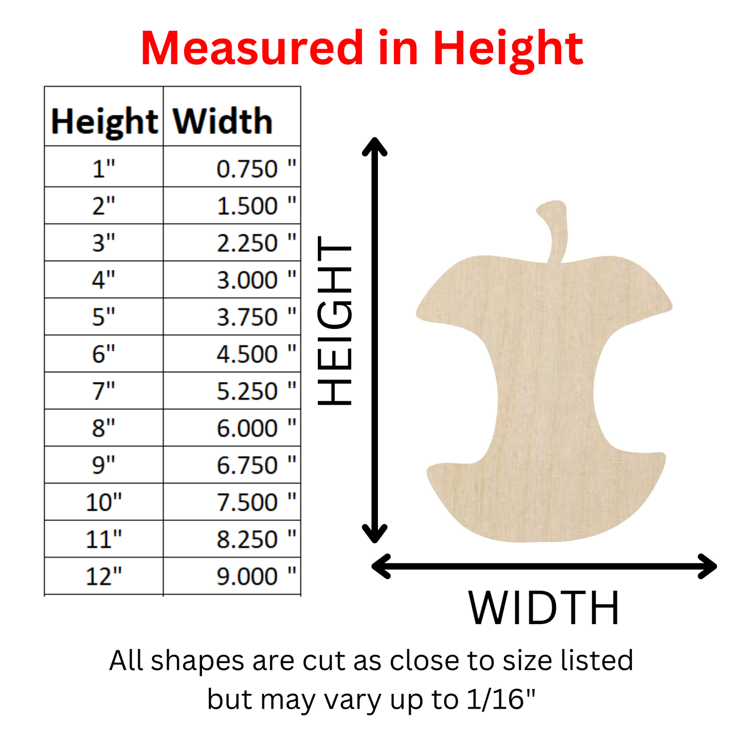 Wooden Apple Core Shape Cutout