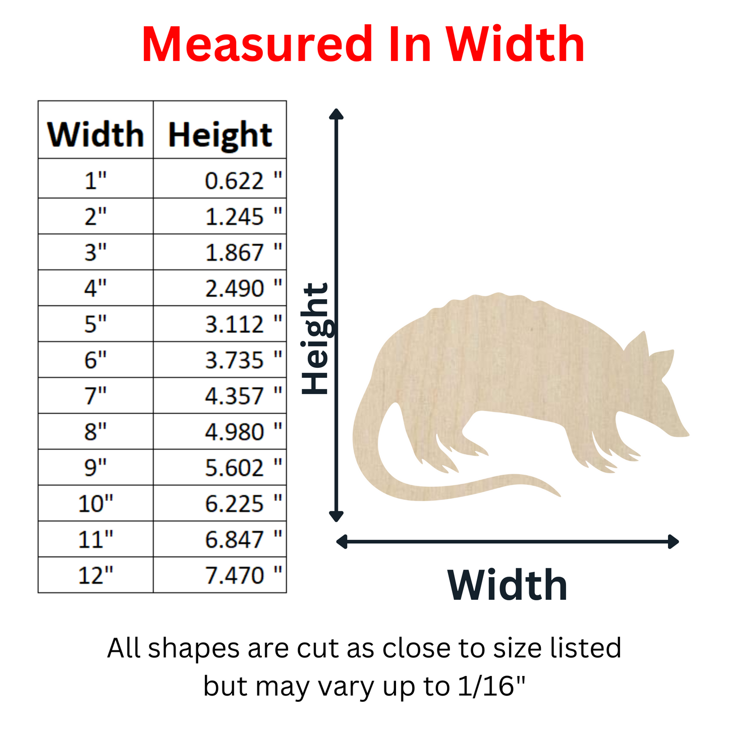 Wooden Armadillo Shape Cutout