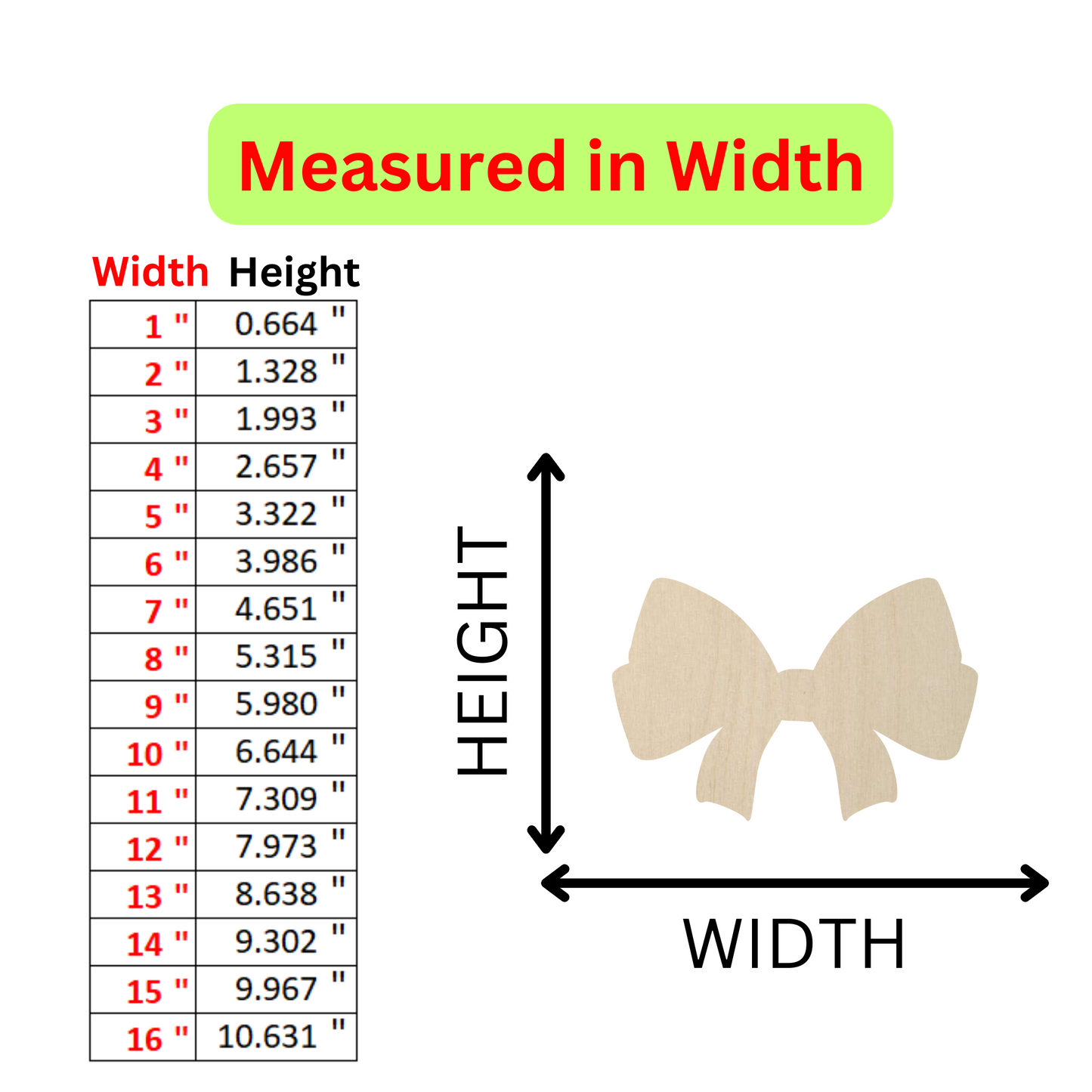 the measurements of a wooden bow tie