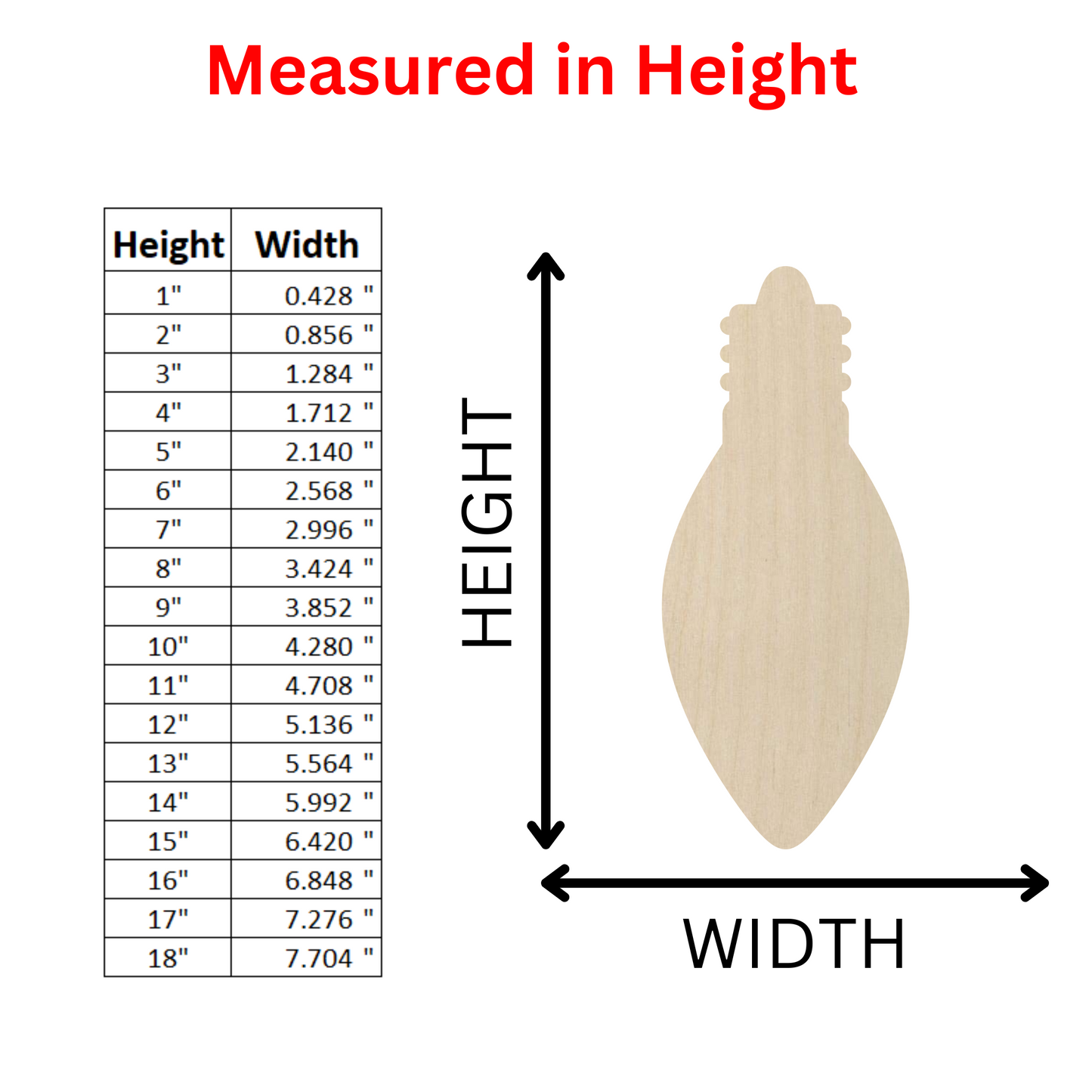 measurements of the height of a wooden vase