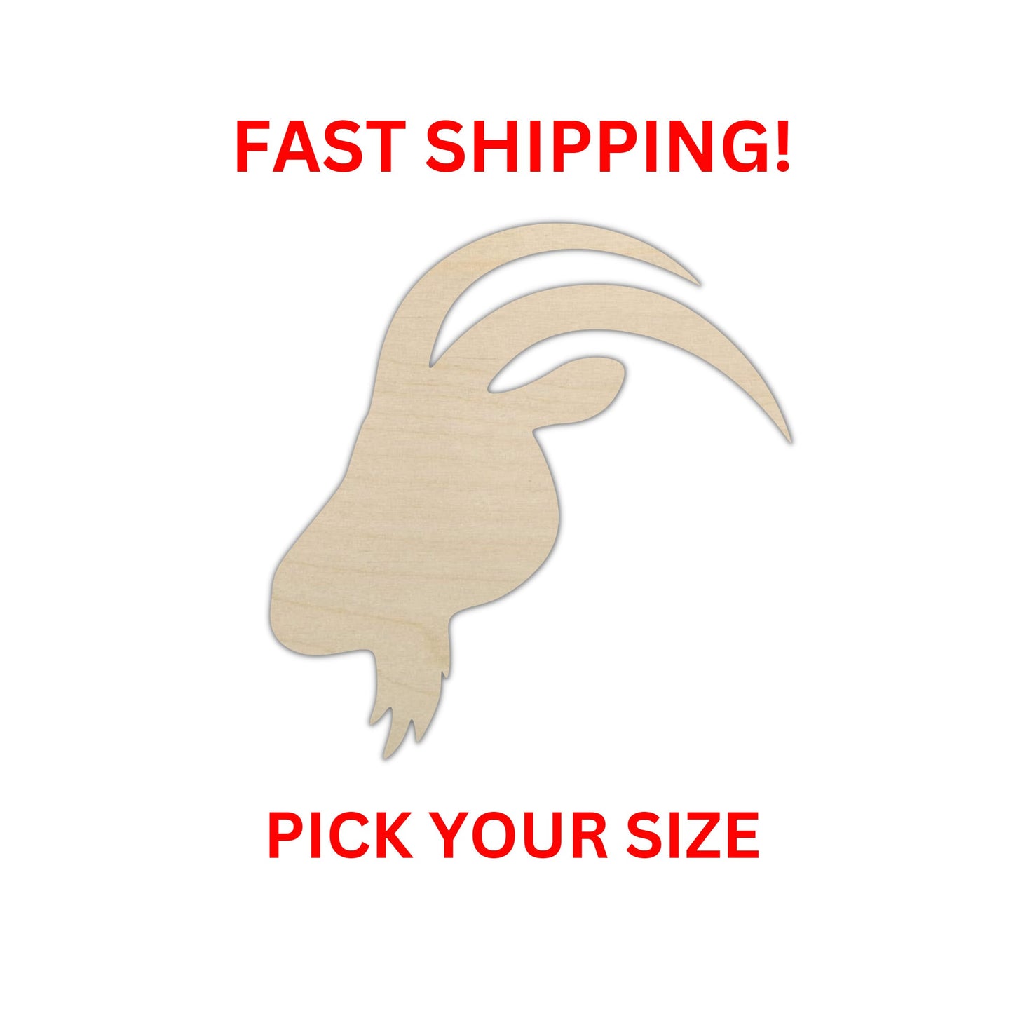 Wooden Goat Head Shape | Goat Head Wood Cutout Shape | Laser Cut Blanks | | DIY Craft Blanks | Bulk Goat