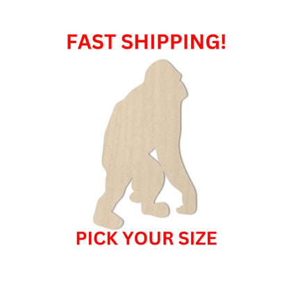 Wooden Gorilla Shape | Gorilla Zoo Wood Cutout Shape | Laser Cut Blanks | Cutouts | DIY Craft Blanks