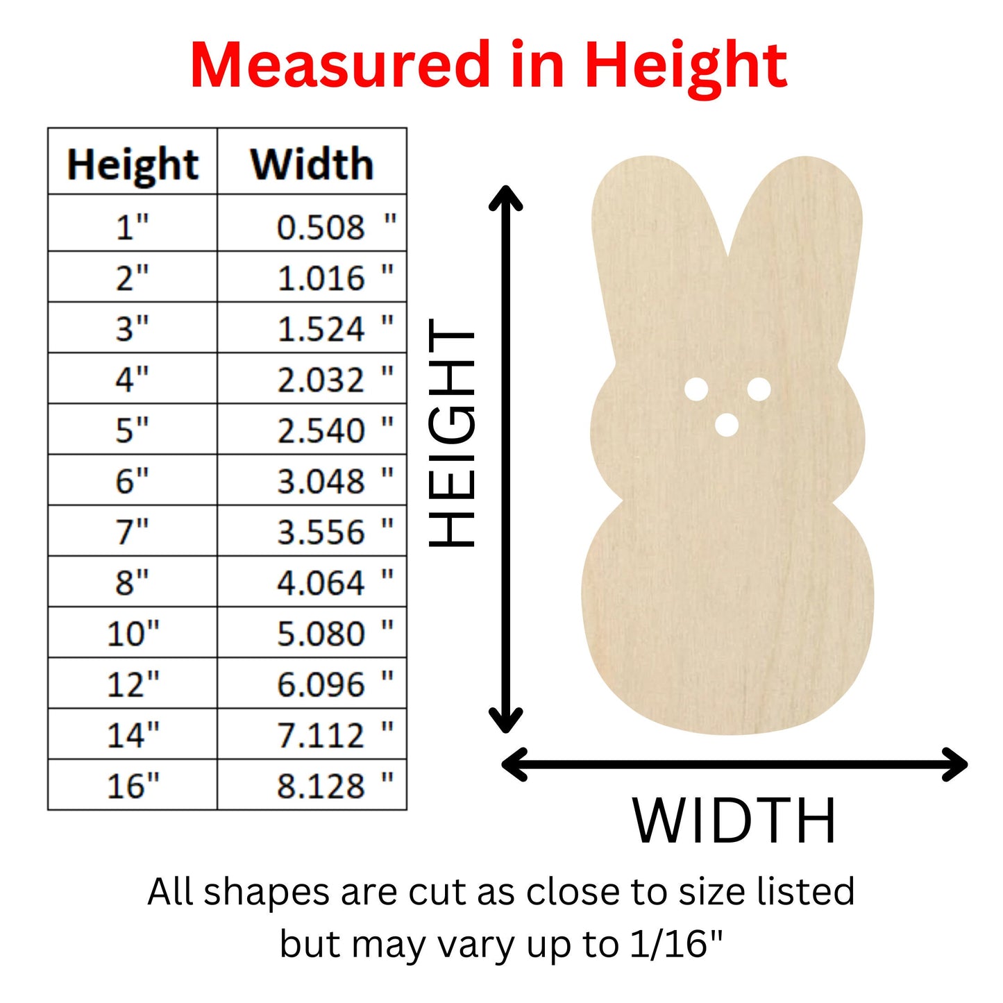 Wooden Bunny | Easter Bunny | Peeps Bunny Rabbit | Wooden Blank Cutout | Laser Cut | DIY Crafting Supplies