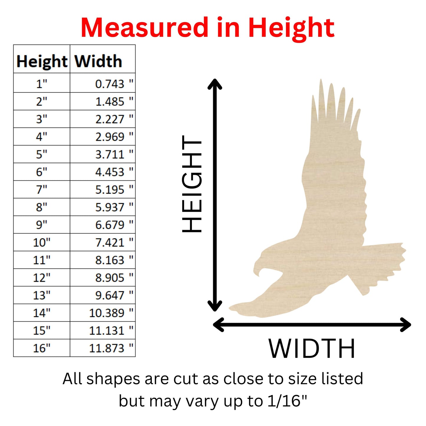 Wooden Eagle Shape | Bald Eagle Wood Cutout Shape | Laser Cut Blanks | | DIY Craft Blanks