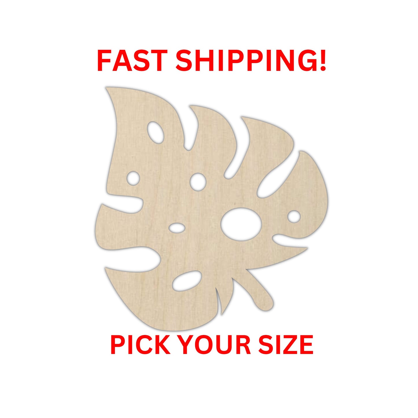 Wooden Monstera Shape 03 | Monstera Leaf Floral Wood Cutout Shape | Laser Cut Blanks | | DIY Craft Blanks