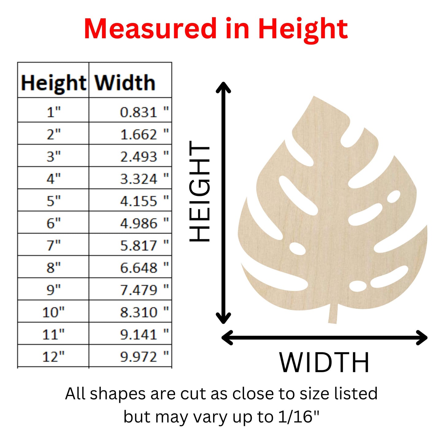 Wooden Monstera Shape 05 | Monstera Leaf Floral Wood Cutout Shape | Laser Cut Blanks | | DIY Craft Blanks