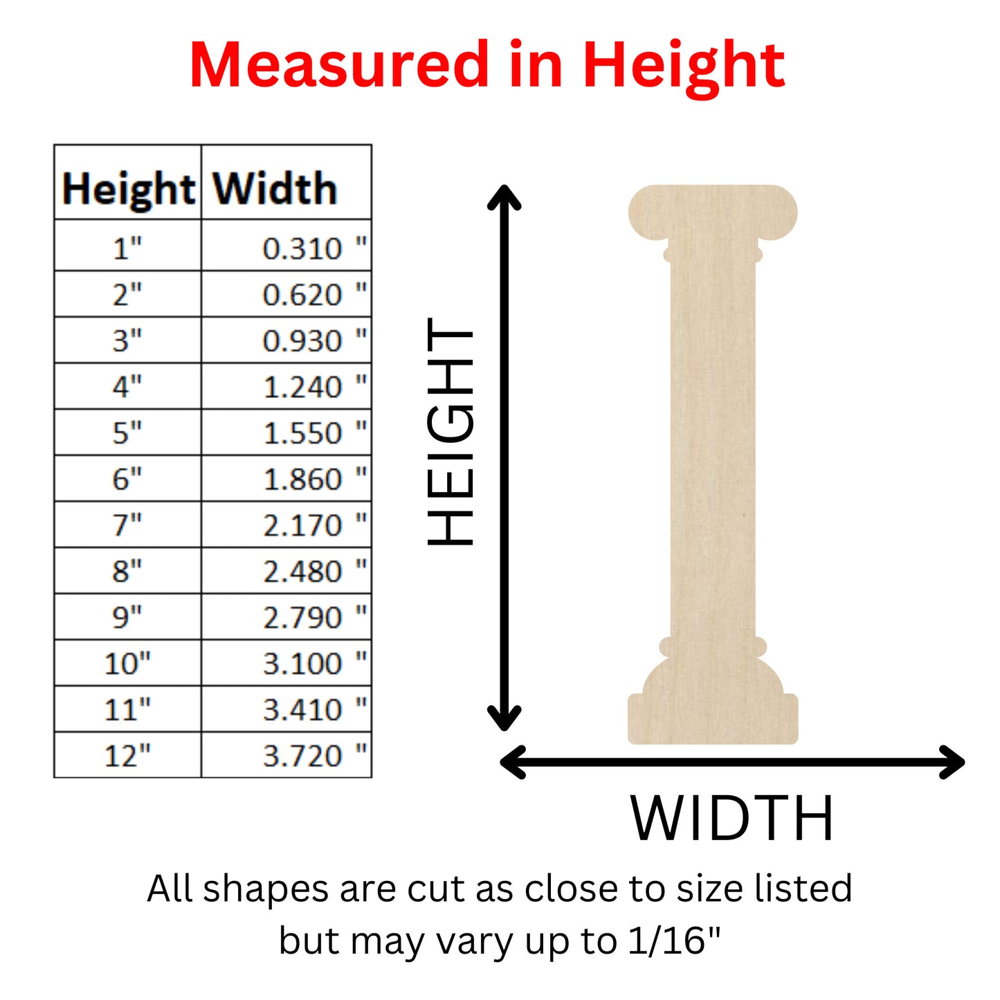 Wooden Greek Column Shape | Greek Column Blank Cutout | Craft Supplies | Bulk Wholesale