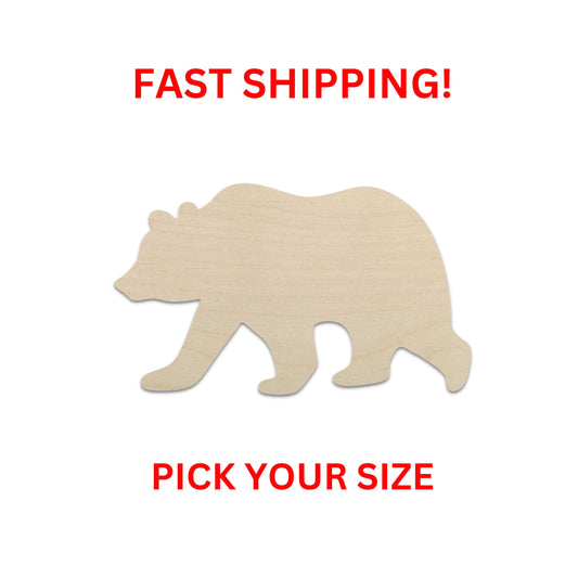 Wooden Grizzly Bear Shape | Bear Wooden Cutout Shape | Laser Cut Blanks | | DIY Craft Blanks | Bulk Bear | Mama Bear