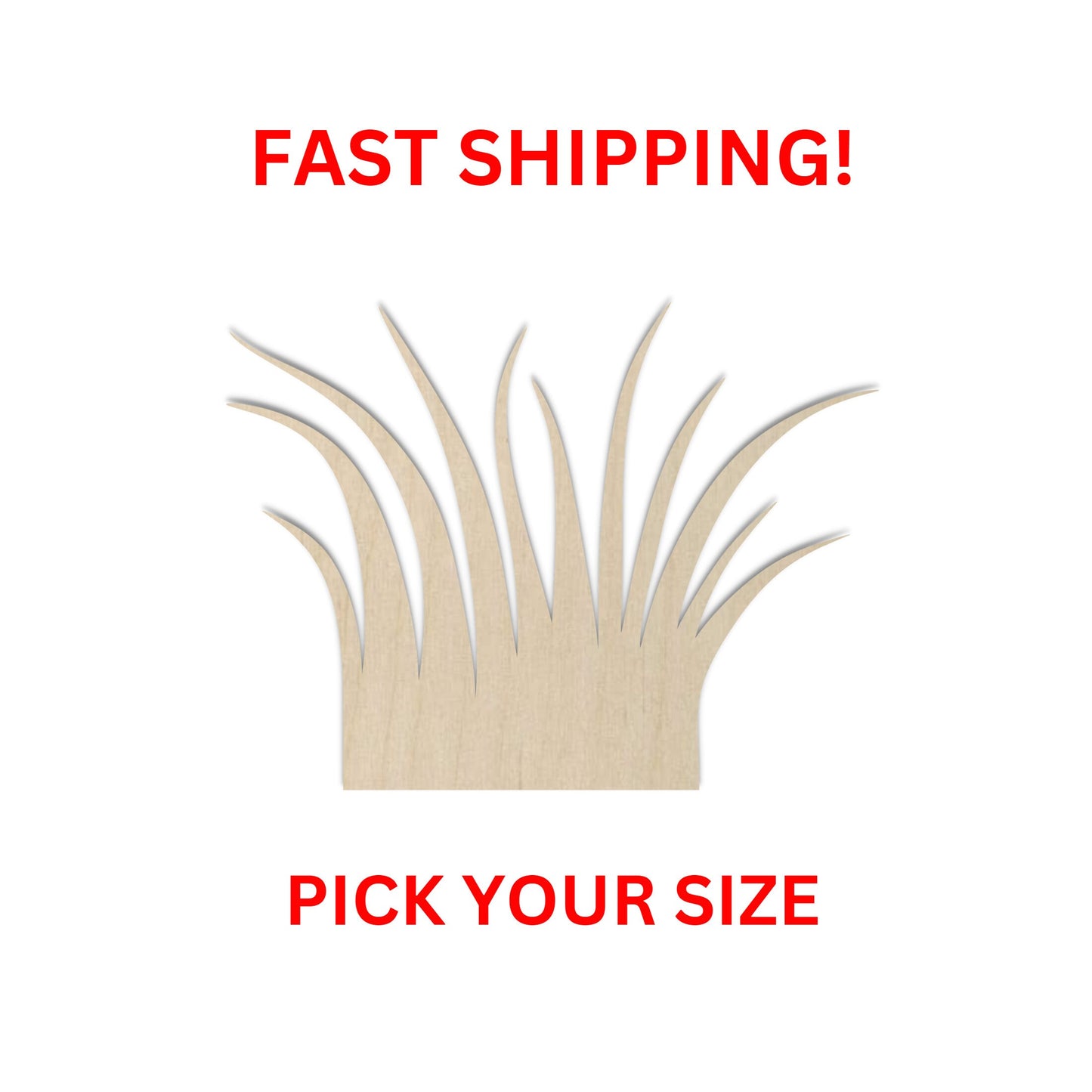 Wooden Grass Shape | Grass Wood Cutout Shape | Laser Cut Blanks | DIY Craft Blanks | Bulk Wholesale