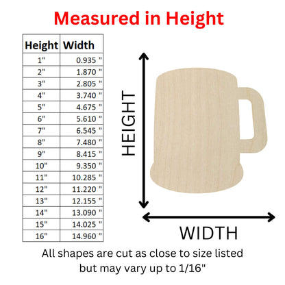 Wooden Beer Mug Shape | Mug Stein Cut Out | Craft Supplies | Crafting Blanks