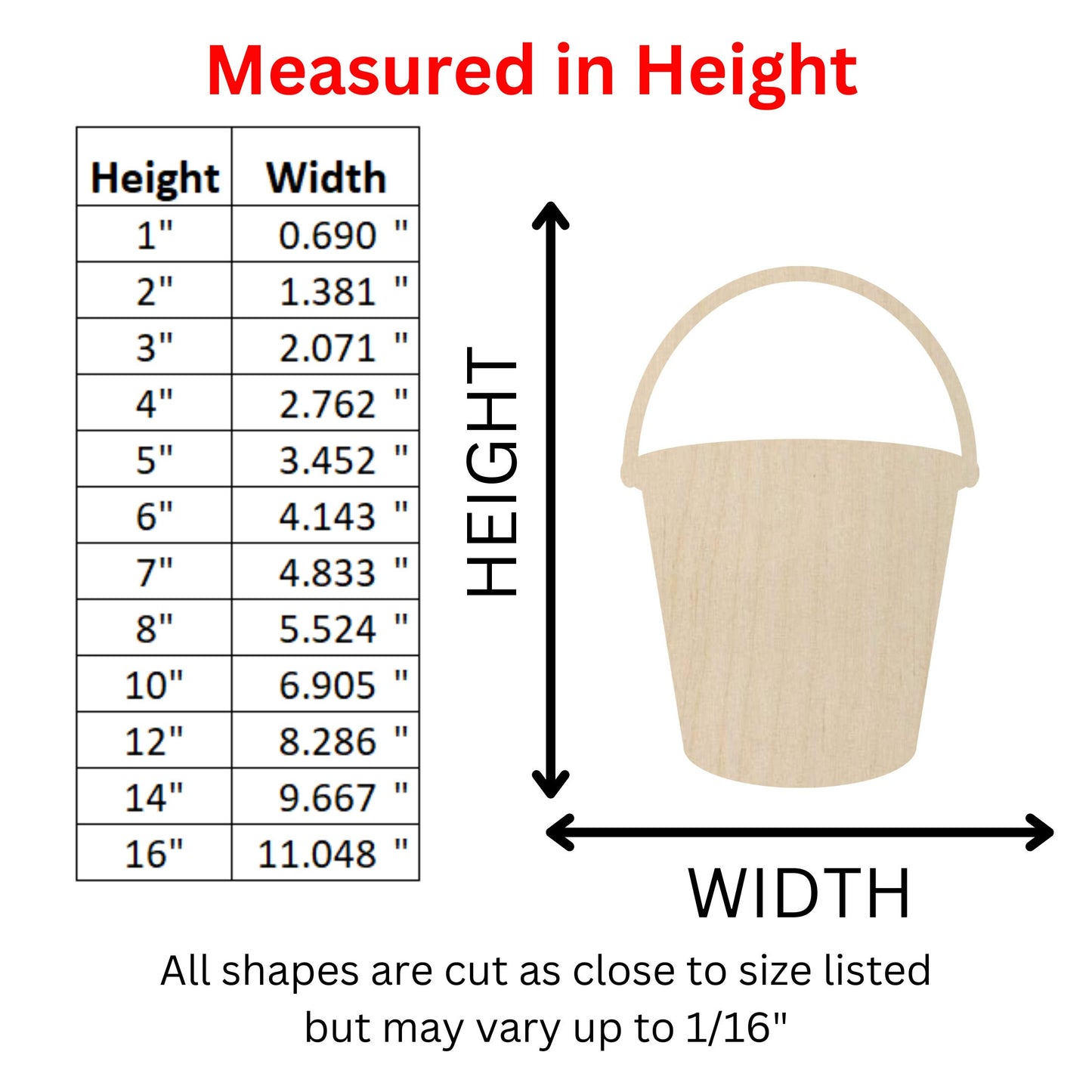 Wooden Bucket Shape | Bucket Beach Cut Out | Wood Craft Supplies | Blank for Craft | Laser Cut | DIY Craft Cutout