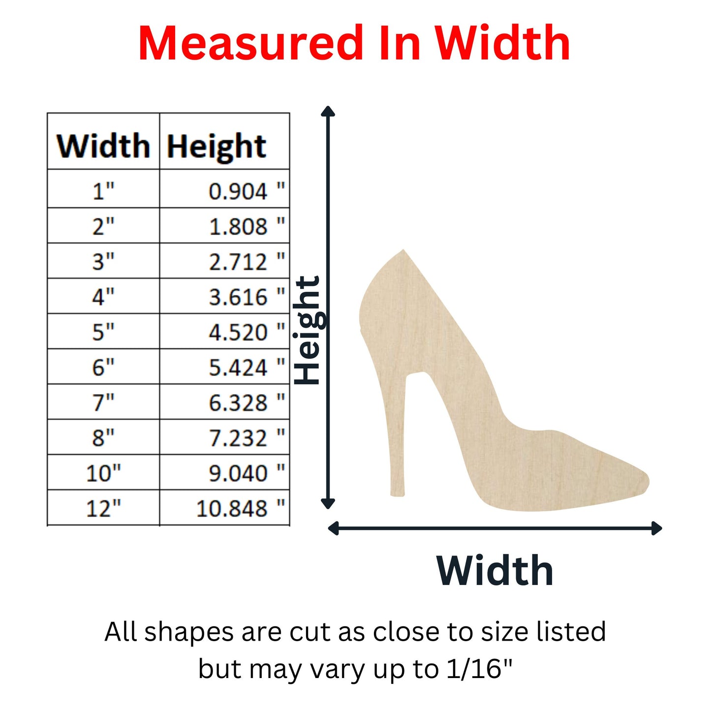 Wooden High Heel Shoe Shape | High Heel Blank Cutout | Craft Supplies | Bulk Megaphone | Fashion Shoe | Laser Cut