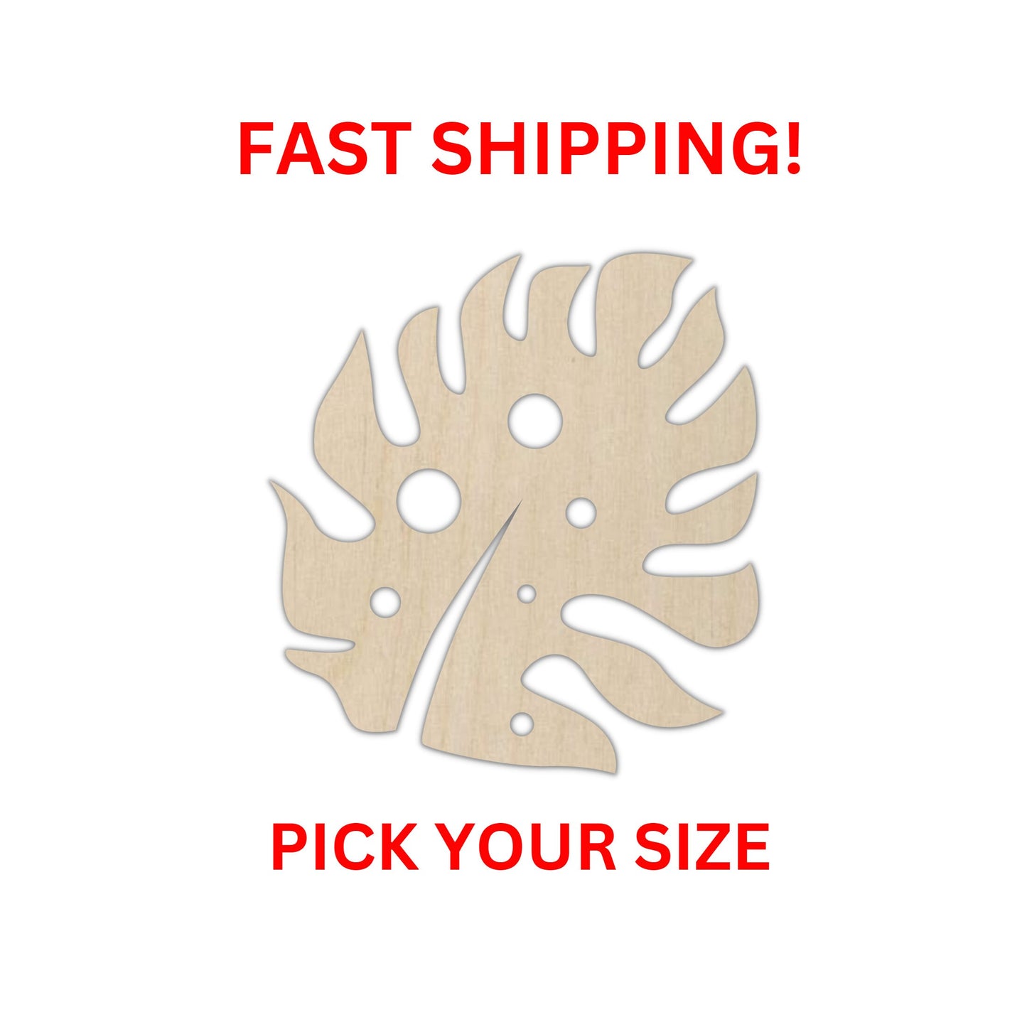 Wooden Monstera Shape 01 | Monstera Leaf Floral Wood Cutout Shape | Laser Cut Blanks | | DIY Craft Blanks