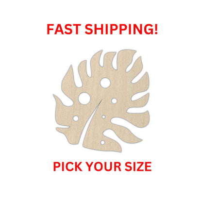 Wooden Monstera Shape 01 | Monstera Leaf Floral Wood Cutout Shape | Laser Cut Blanks | | DIY Craft Blanks