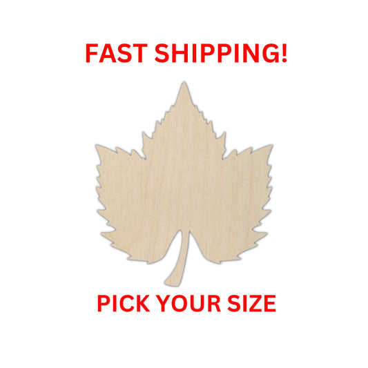 Wooden Grape Leaf Shape | Grape Leaf Wood Cutout Shape | Laser Cut Blanks | DIY Craft Blanks