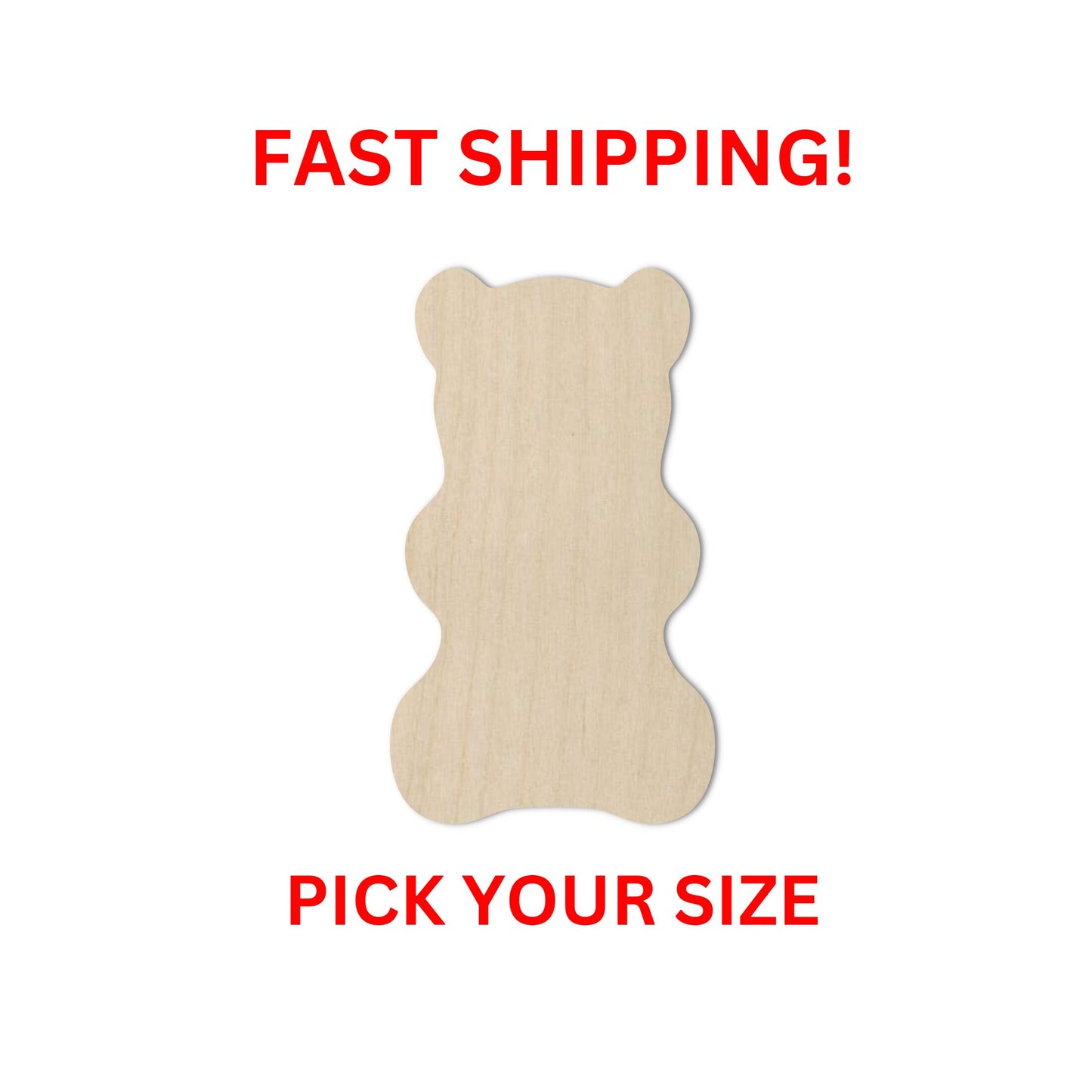 Wooden Gummy Bear Shape | Gummy Bear Wood Cutout Shape | Laser Cut Blanks | DIY Craft Blanks