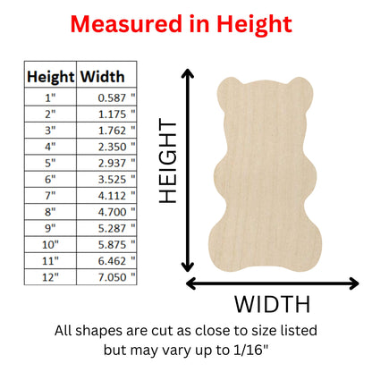 Wooden Gummy Bear Shape | Gummy Bear Wood Cutout Shape | Laser Cut Blanks | DIY Craft Blanks