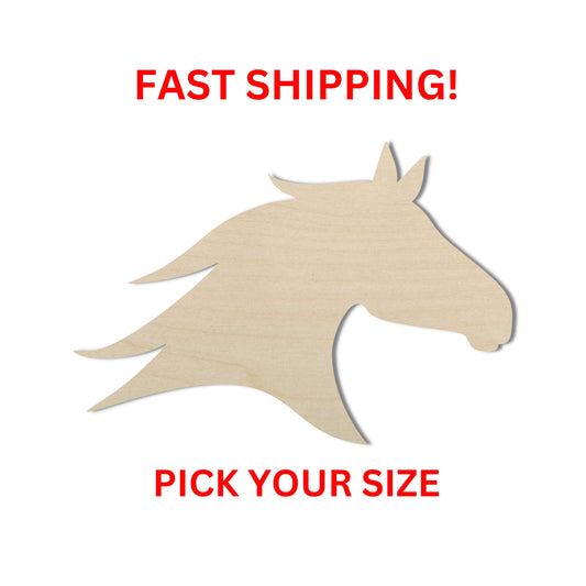 Wooden Horse Head Shape | Horse Head Wood Cutout Shape | Laser Cut Blanks | | DIY Craft Blanks