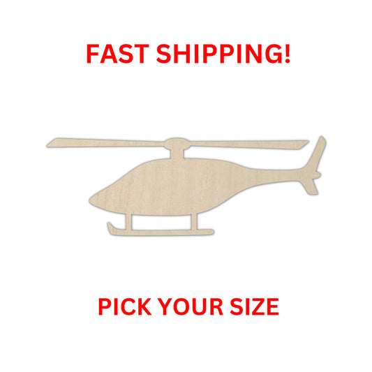 Unfinished Wooden Helicopter Shape | Wood Cutout Shape | Laser Cut Blanks | Unfinished | DIY Craft Blanks