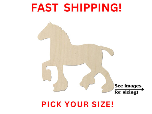 Wooden Clydesdale Horse Shape 01 | Horse Wood Cutout Shape | Work Horse Show Stable Work Horse Farm Hobby Riding