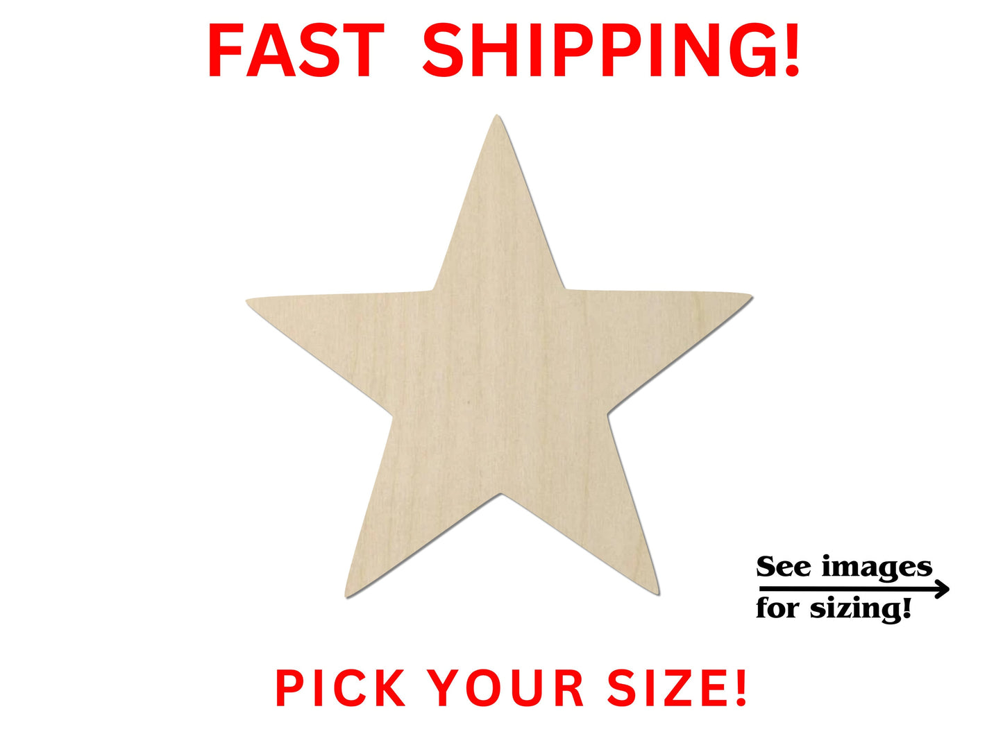 Wooden Star Shape 02 | Wood Star Blank Cutout | Craft Supplies | Bulk Star