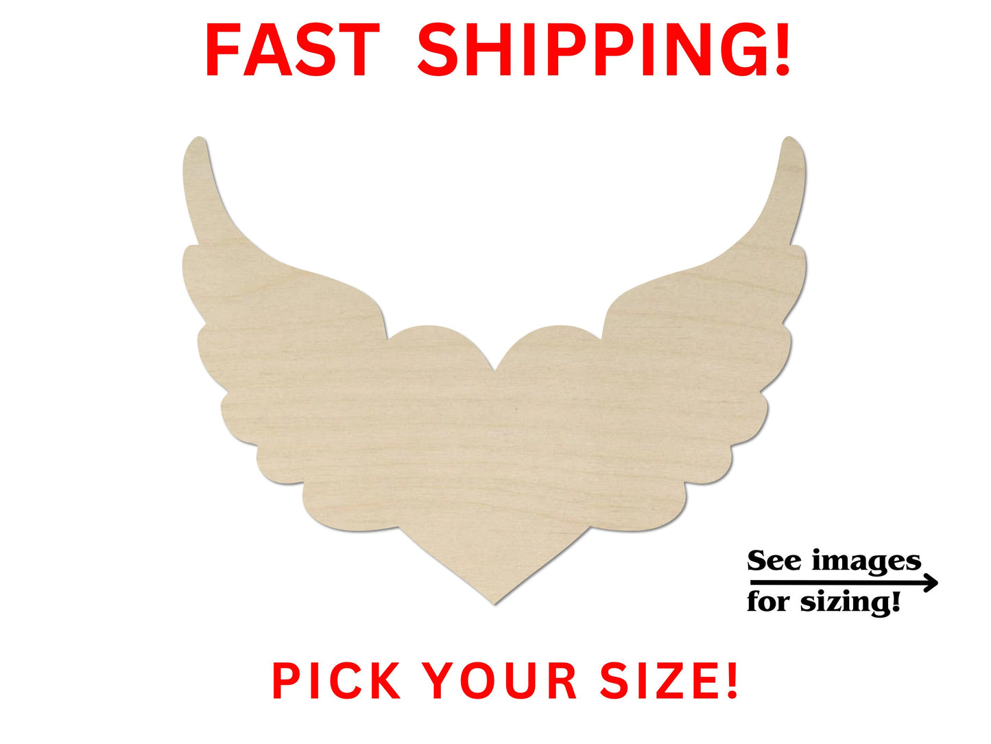 Wood Heart with Wings