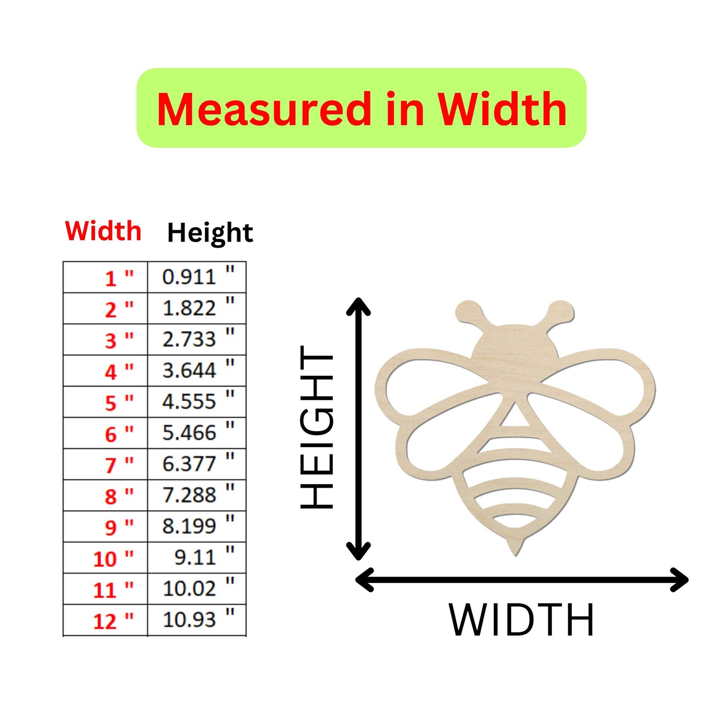 the measurements of a wooden bee