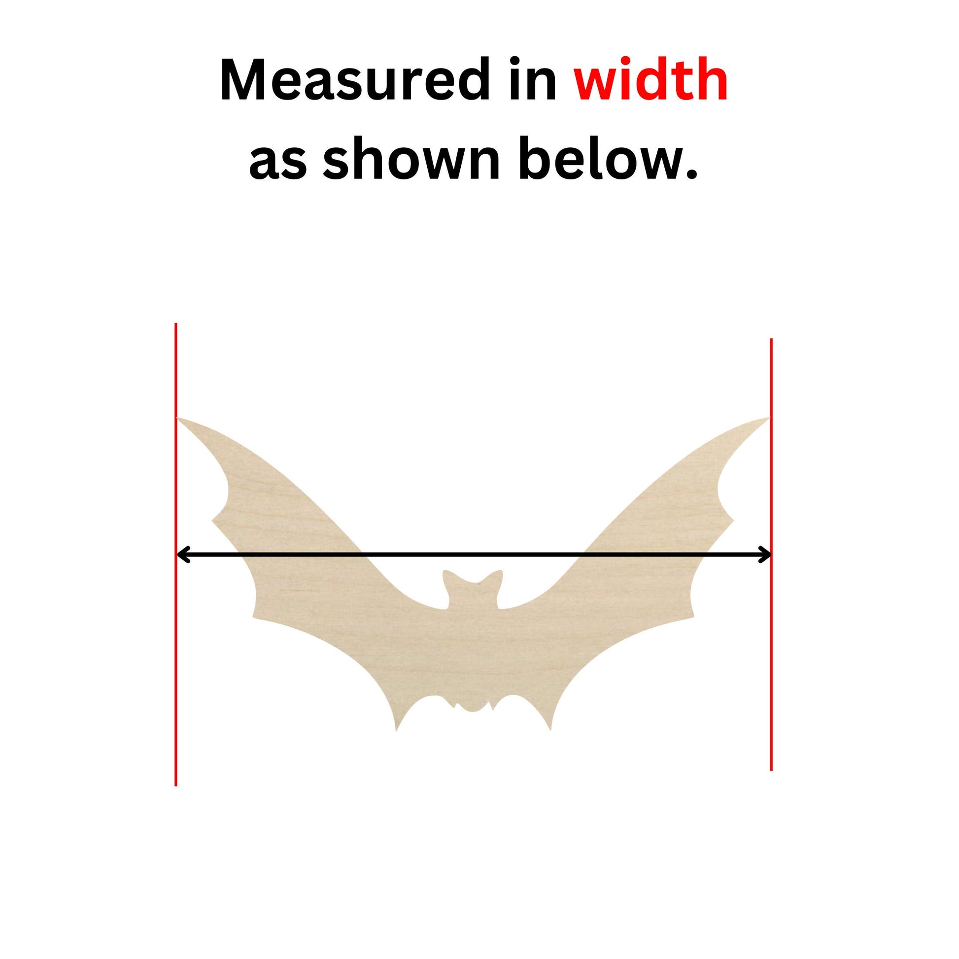 a picture of a bat with the words measured in width as shown below