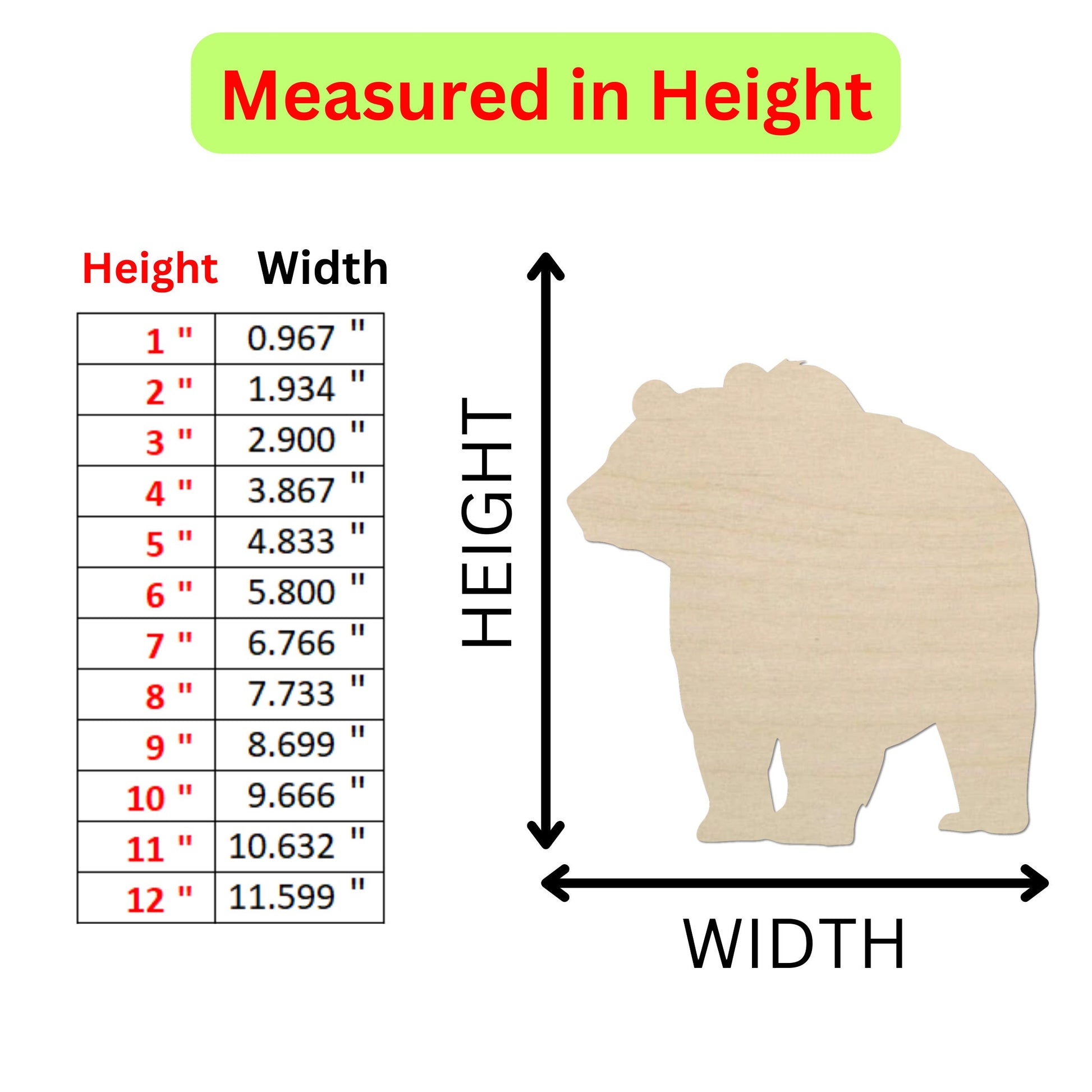 a wooden cutout of a bear with measurements