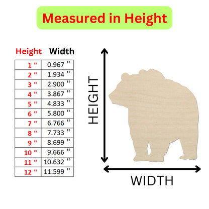 a wooden cutout of a bear with measurements