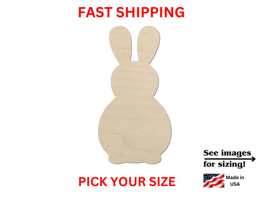 a wooden cutout of a rabbit with the words fast shipping