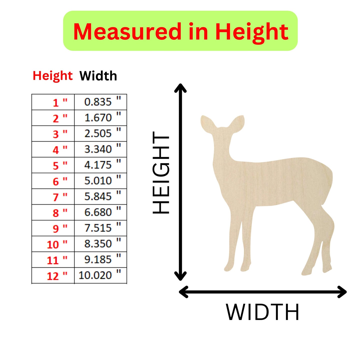 a wooden deer height chart with measurements